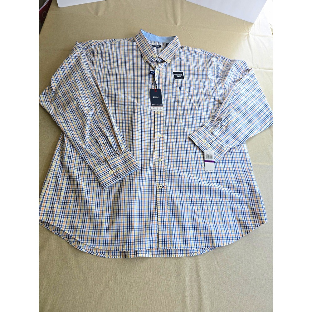 IZOD Advantage Performance Wrinkle Resistant Stretch Plaid Button-Down 2XL